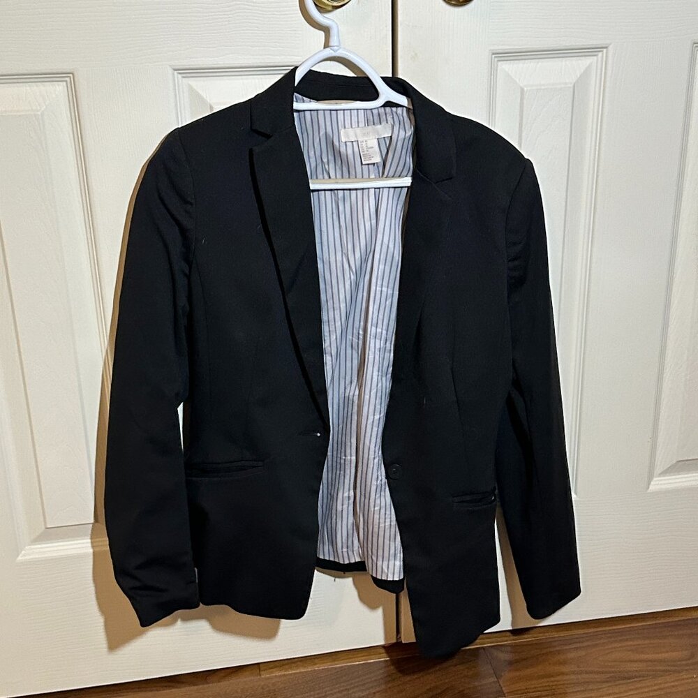 H&M Black Fitted Blazer, Size US 10